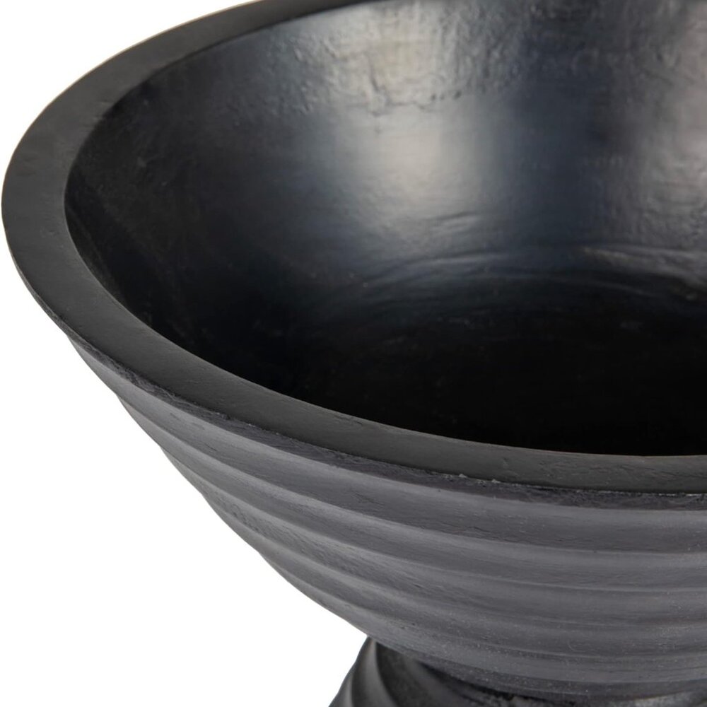 Boho Wood Pedestal Serving Bowl, Black Finish - Picture 5 of 7